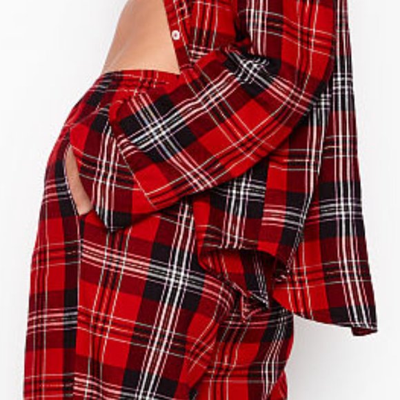 NWT VS M Cotton Flannel PJ Set Red Black Plaid - Picture 12 of 16